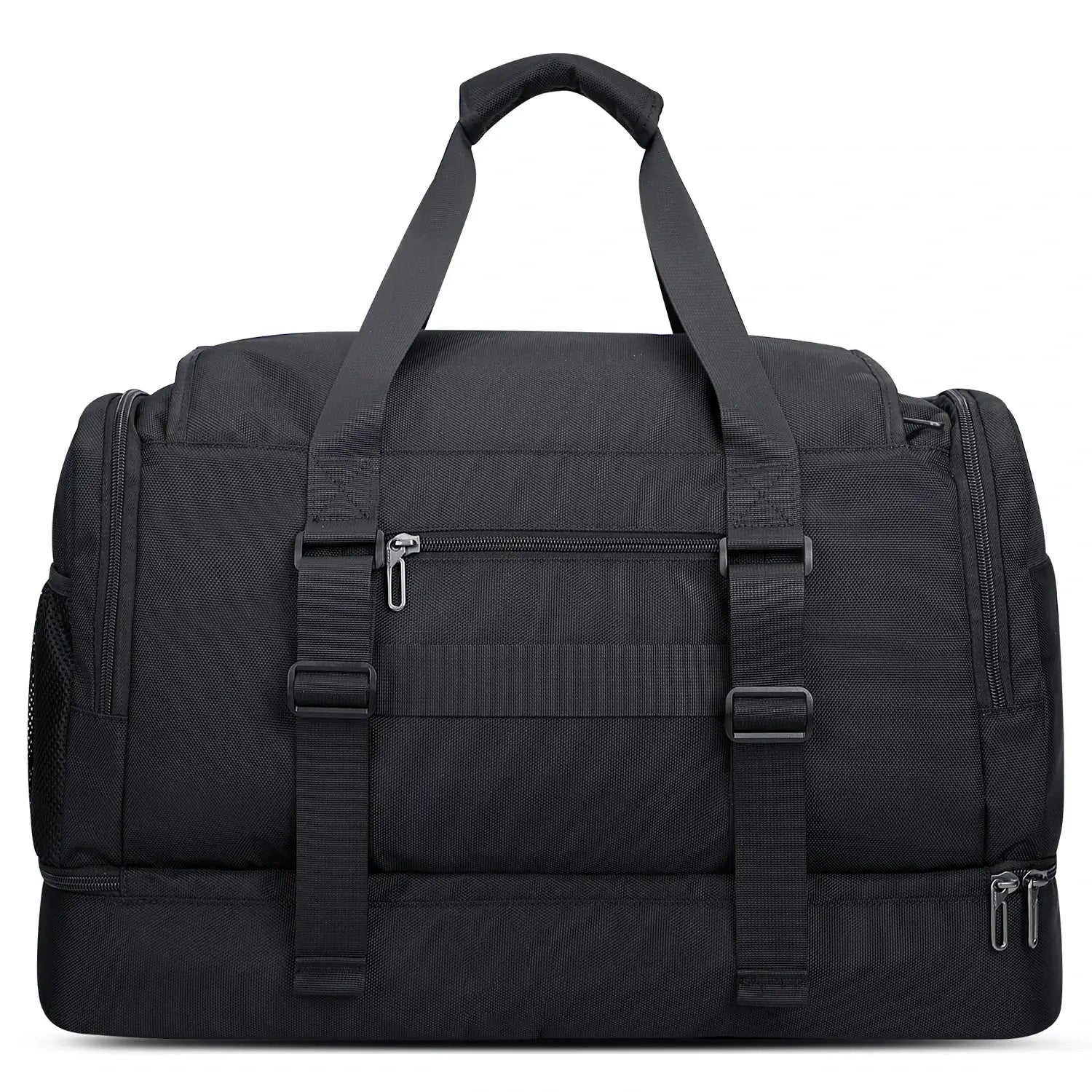 WITZMAN B720 men’s large nylon duffel bag with double-layer shoe compartment - black bag