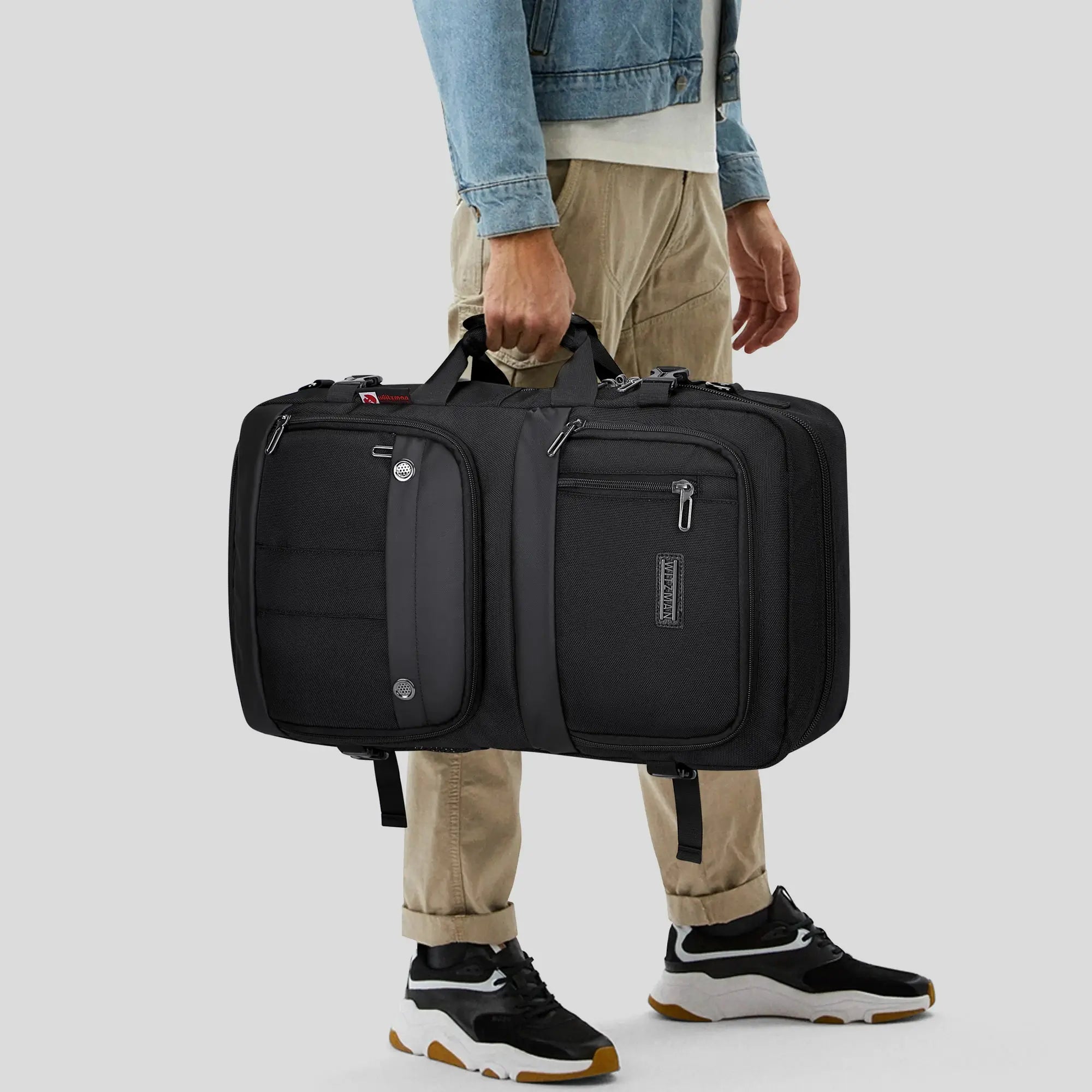 Mochila de viaje de nylon negro para hombres B683