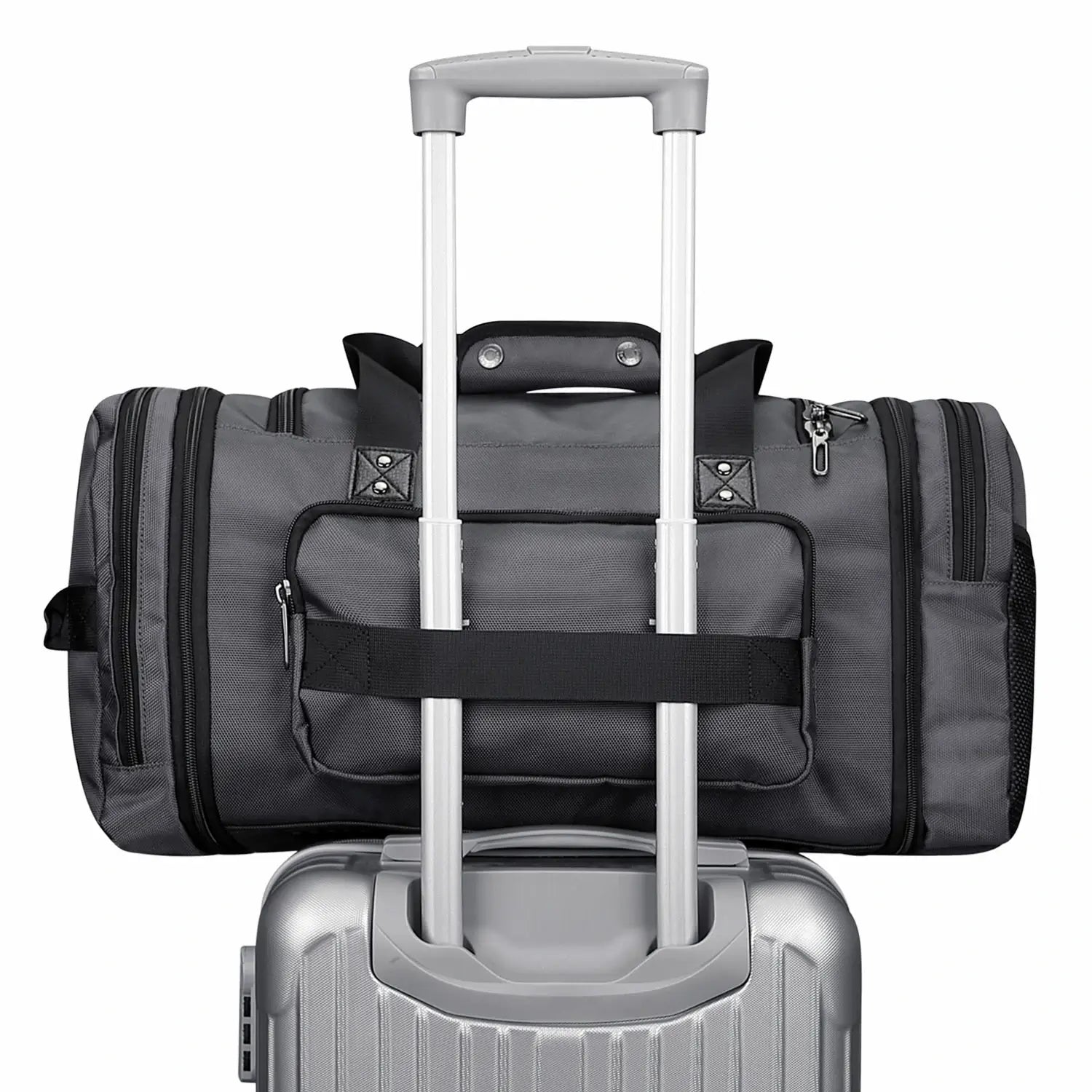 B695 WITZMAN Duffle Bag for Men Nylon Large Weekender Bag with Shoe Compartment #color_grey