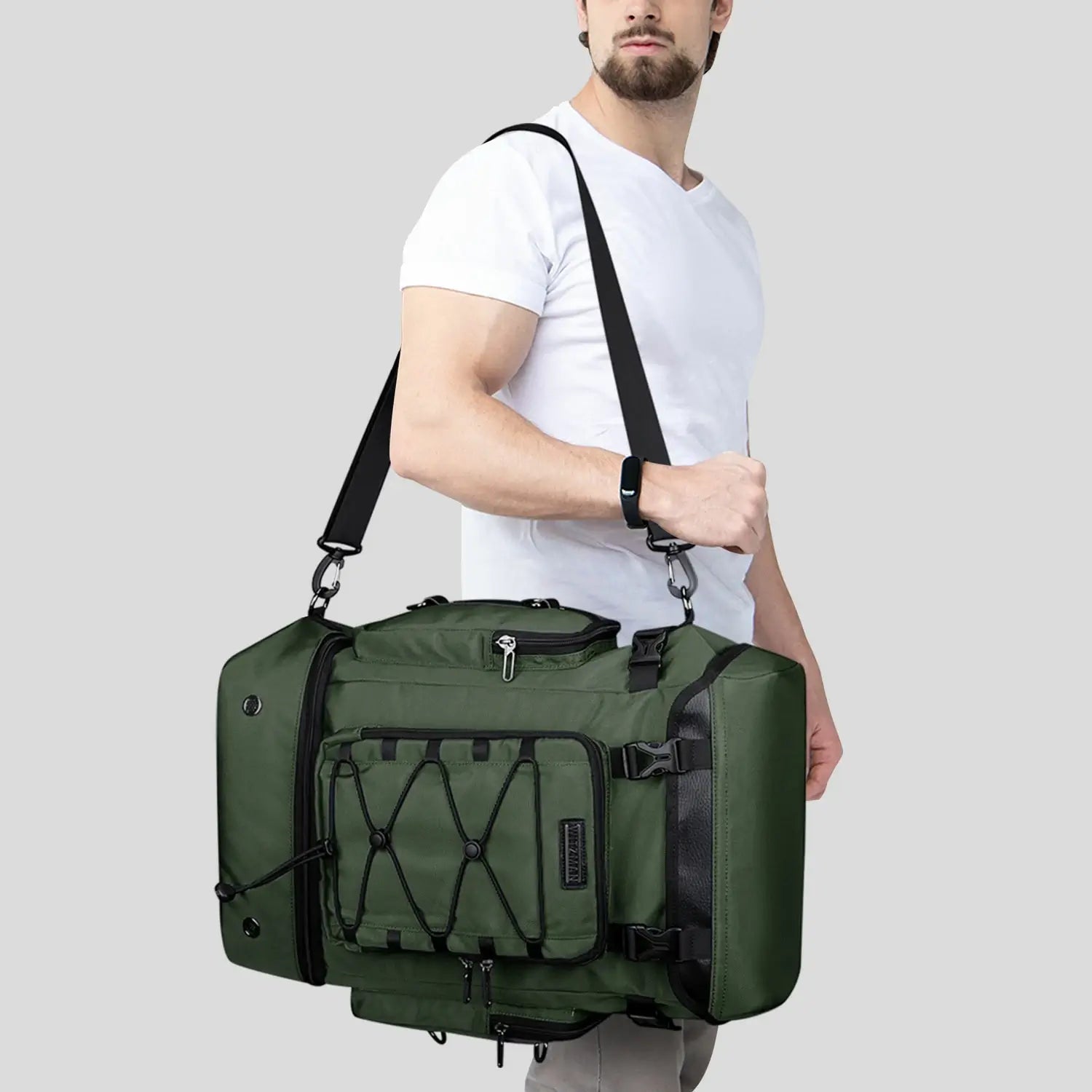 40L Nylon Travel Backpack With Shoe Compartment b691 amry green pack