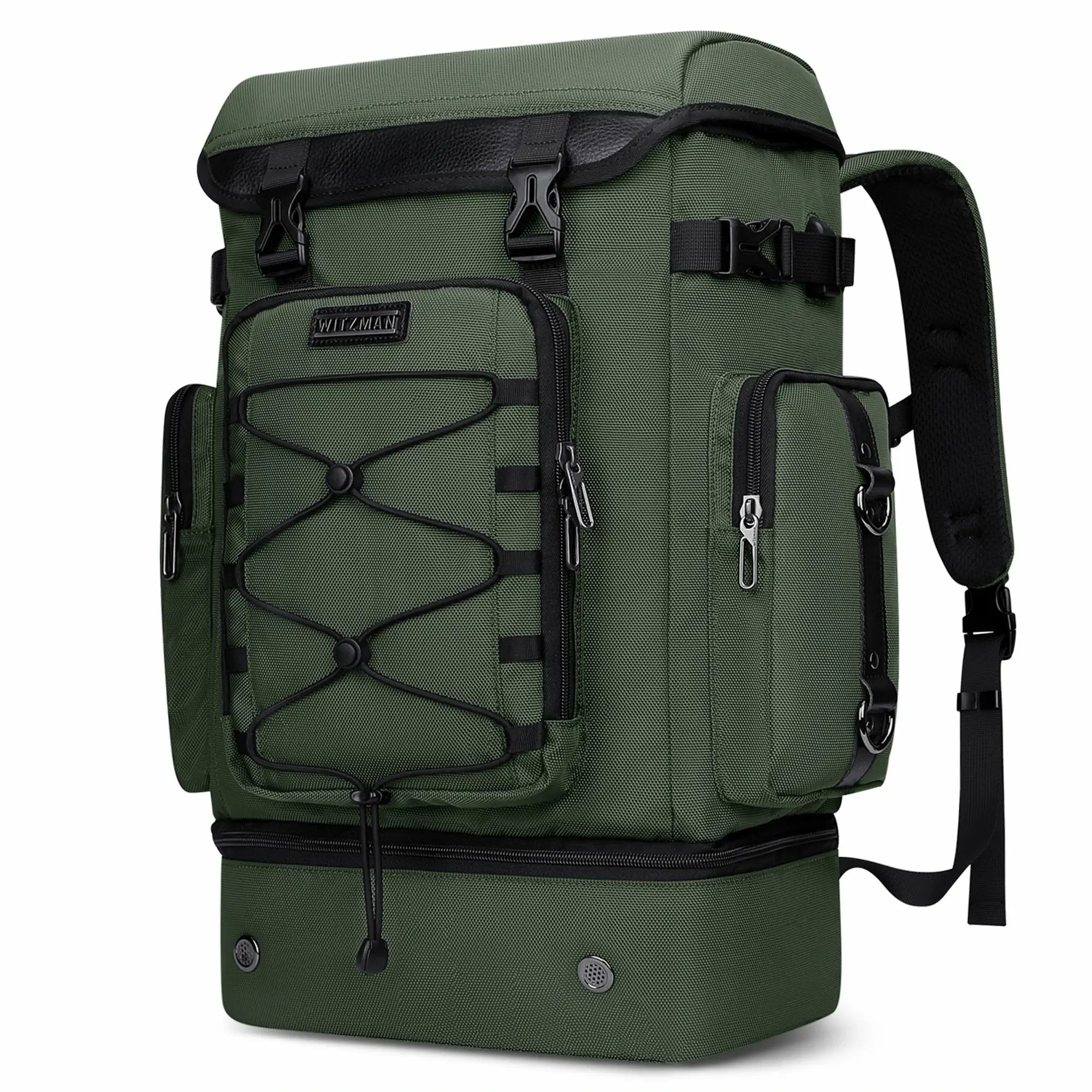 40L Nylon Travel Backpack With Shoe Compartment b691 amry green pack