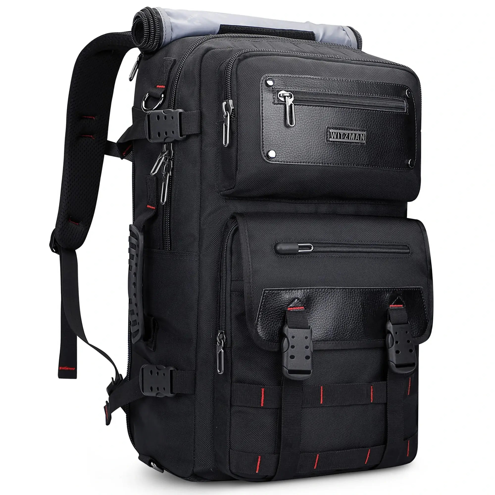 WITZMAN 45L convertible nylon travel backpack for men with USB port and multiple compartments b685