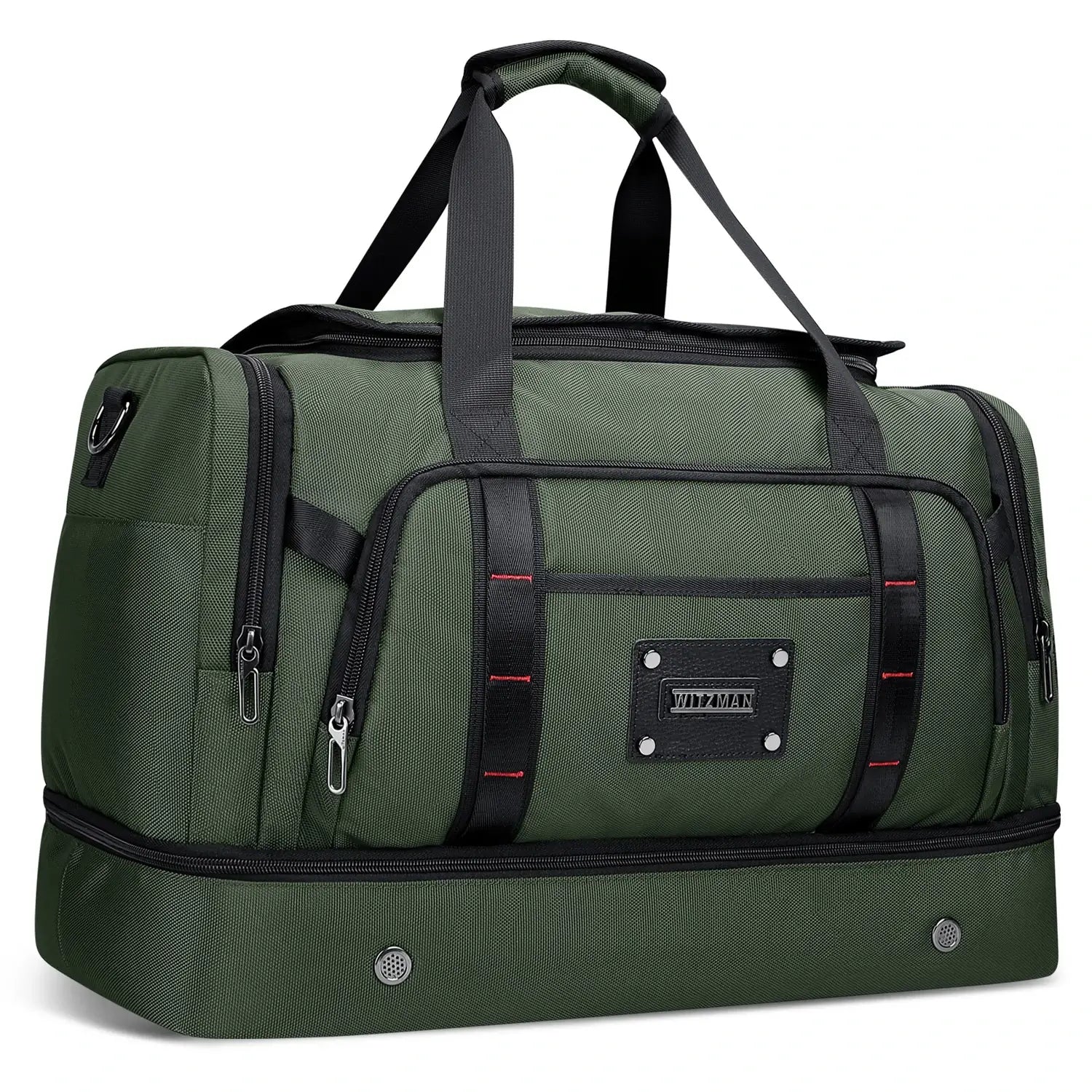 WITZMAN B720 men’s large nylon duffel bag with double-layer shoe compartment - green weekender bag