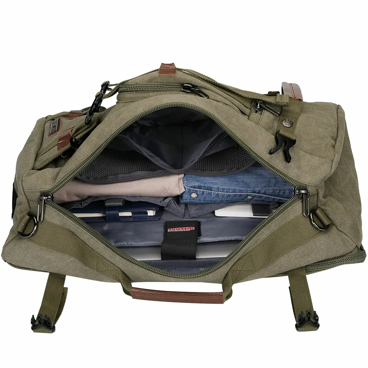 green canvas travel backpack | witzman a519-2 #color_green