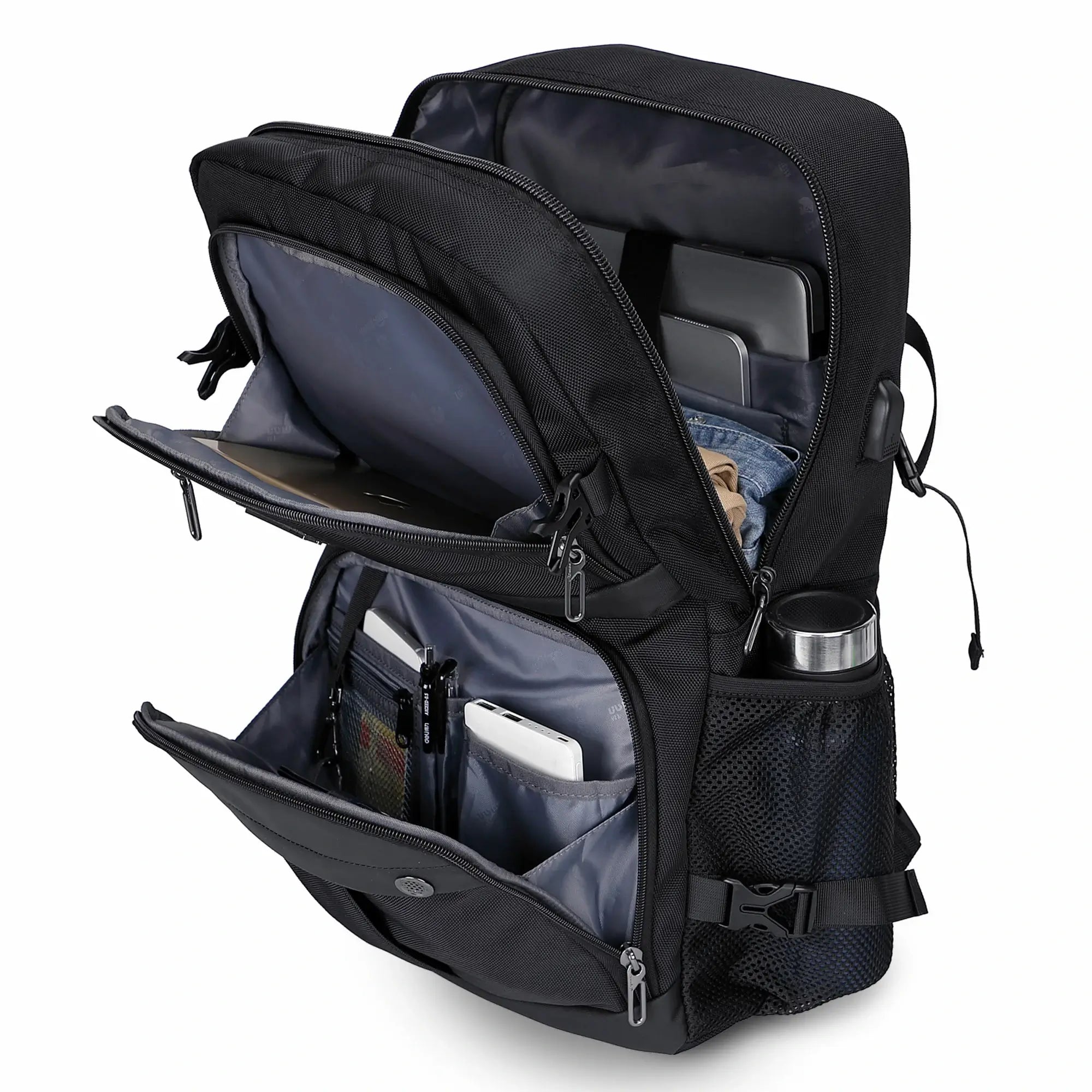 Mochila de viaje de nylon negro para hombres B683