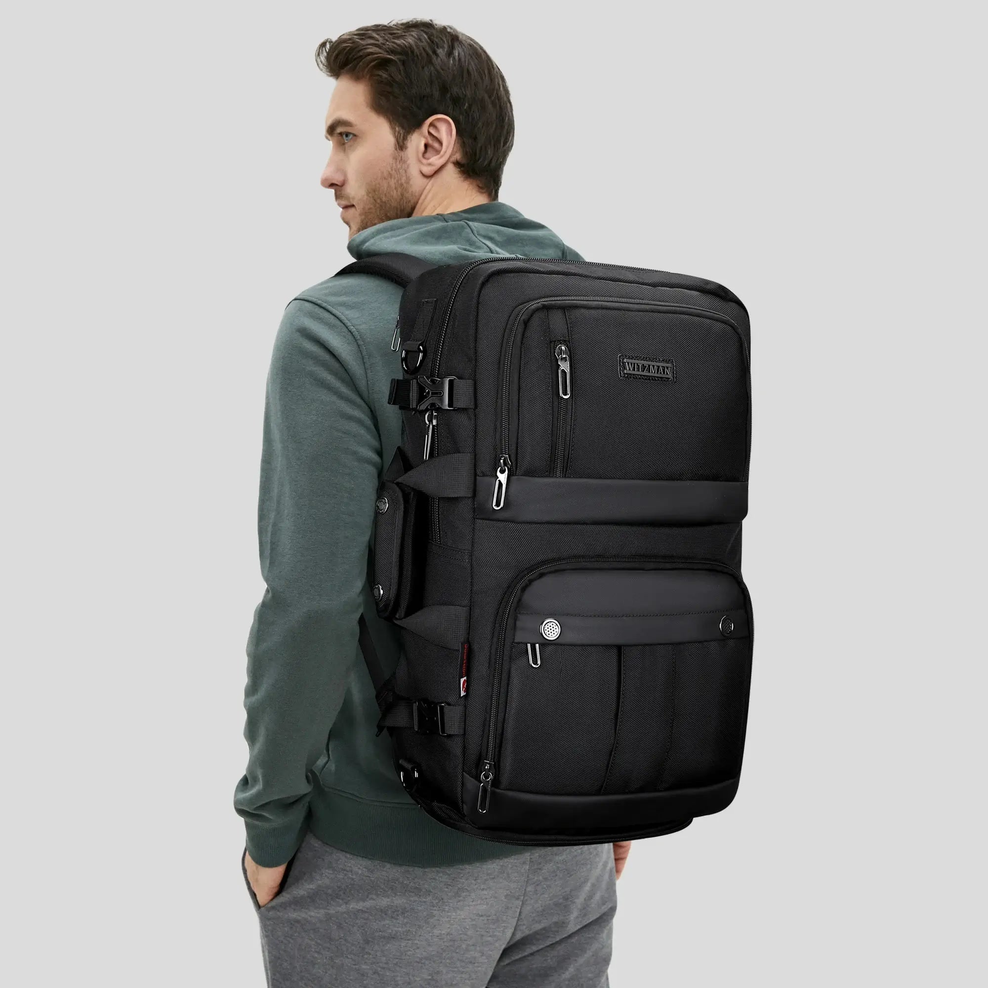 Mochila de viaje de nylon negro para hombres B683