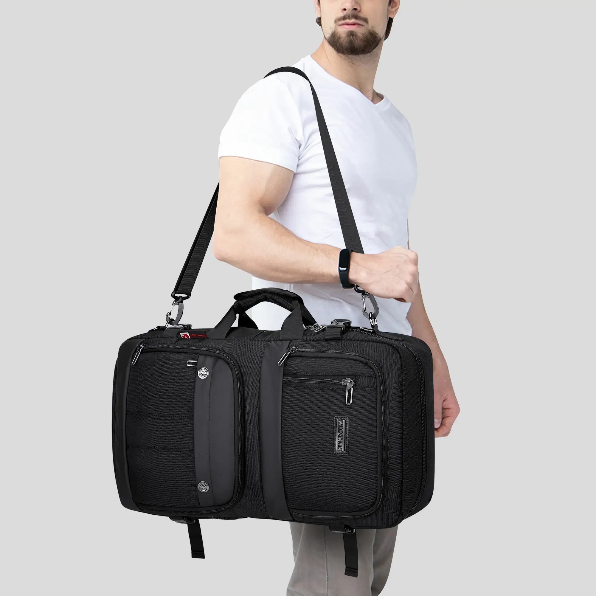 Mochila de viaje de nylon negro para hombres B683