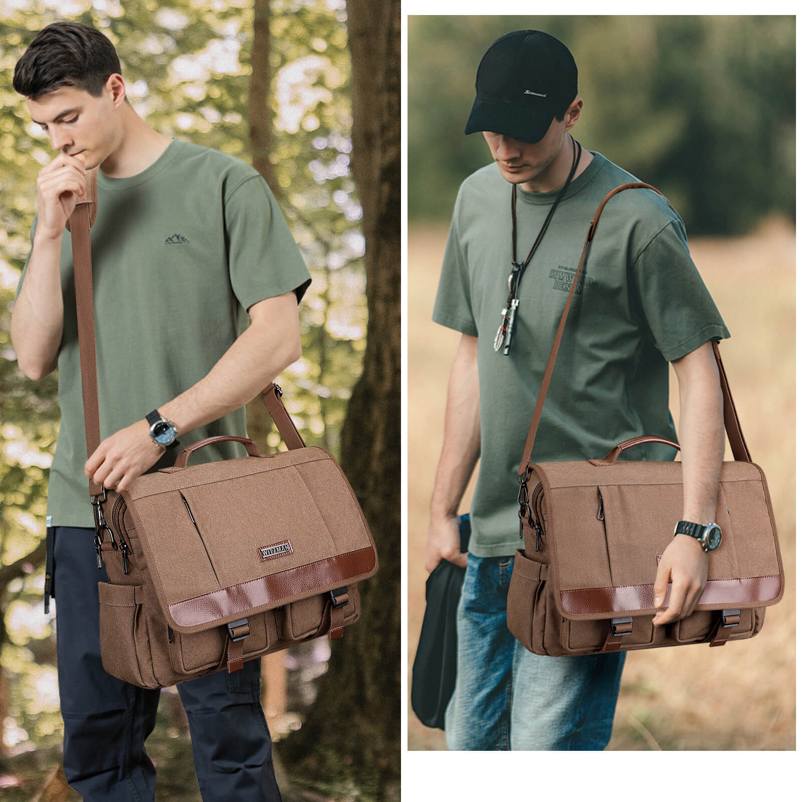 Brown Canvas Messenger Bag