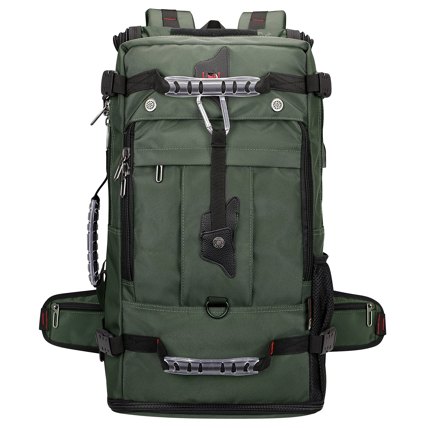 Army Green Black Nylon Travel Backpack