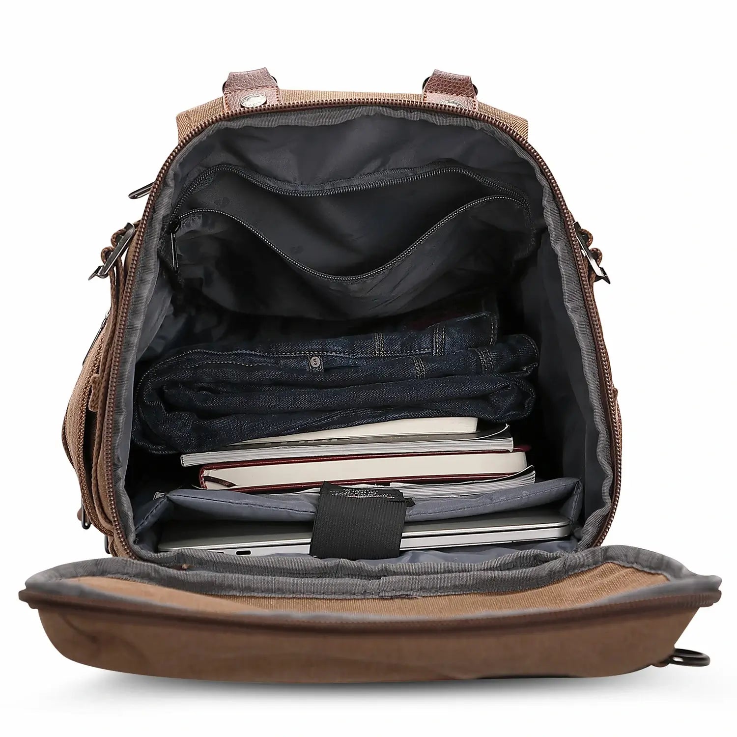 vintage Canvas Carry on Travel Backpack brown