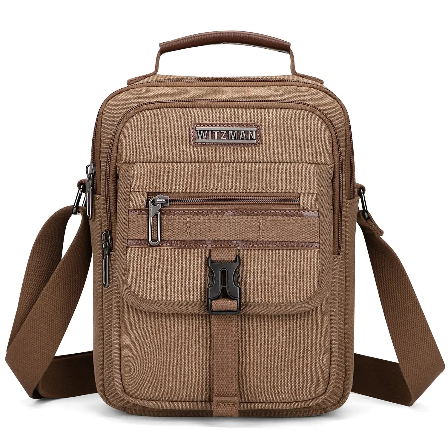 WITZMAN men’s canvas crossbody bag vintage sling messenger satchel with anti-theft pocket for travel and daily use