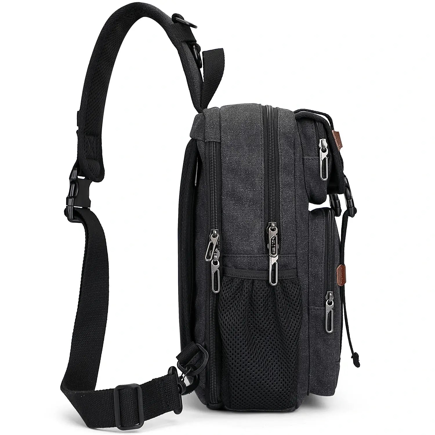 Men’s Canvas Sling Bag with USB Port, Vintage Crossbody Chest Bag A8019