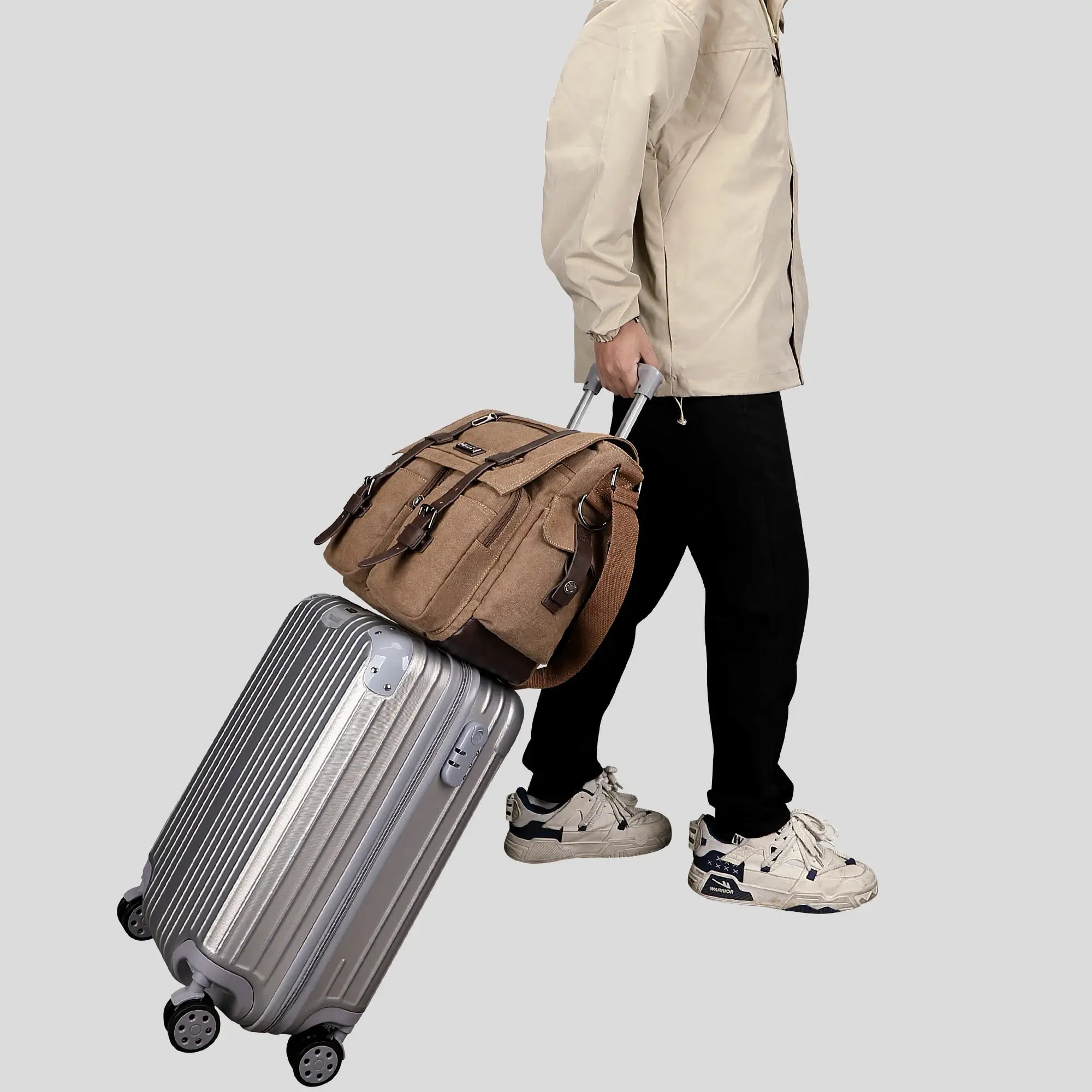 Bolsa de mensajero para hombres, bolsa de lona vintage, bolsas tote