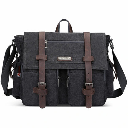 witzman vintage postman bag for men canvas for men black business messenger bags a8007 large #color_black