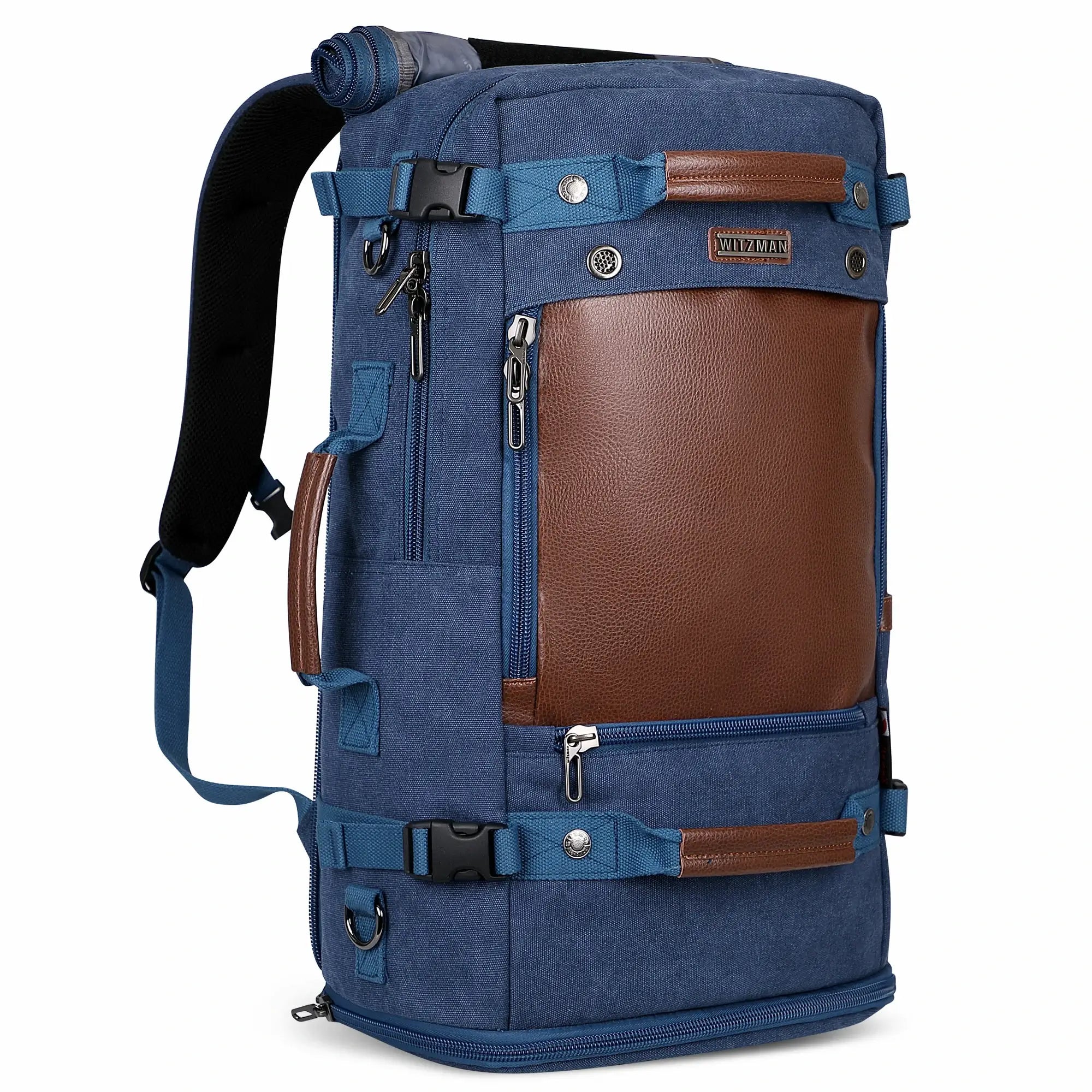 Travel Luggage Canvas Backpack for Men 22.5 inch green Rucksack blue