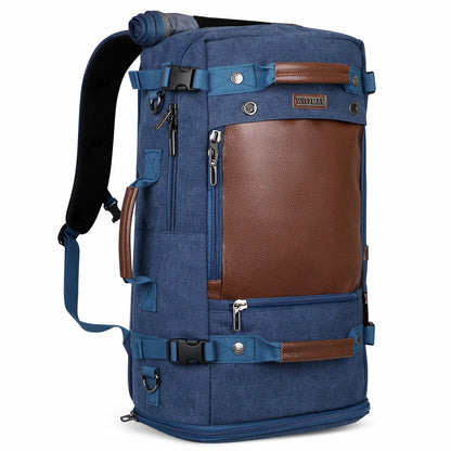 Travel Luggage Canvas Backpack for Men 22.5 inch green Rucksack blue