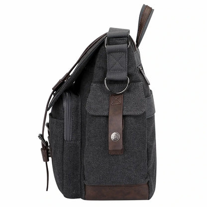 witzman vintage postman bag for men canvas for men black business messenger bags a8007 large #color_black