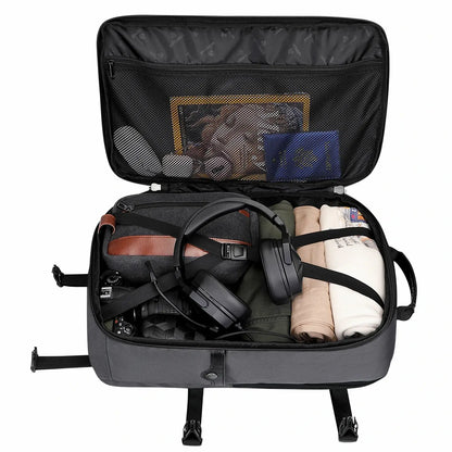 B688 Best large travel backpack carry on luggage bag sliver grey backpacks 45L with clamshell opening and multiple compartments