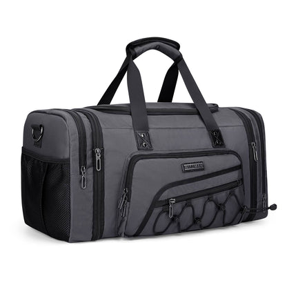 B695 WITZMAN Duffle Bag for Men Nylon Large Weekender Bag with Shoe Compartment #color_grey