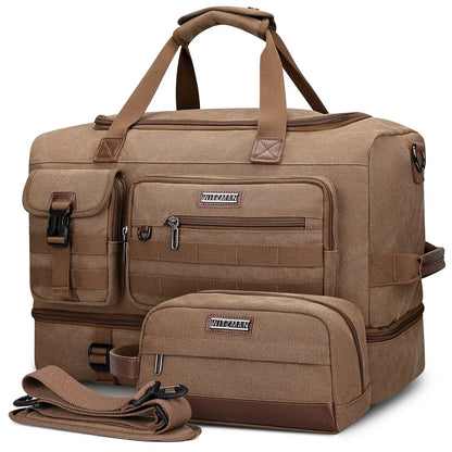 Classic Vintage Canvas Duffel Bag with Toiletry Set A8010-2