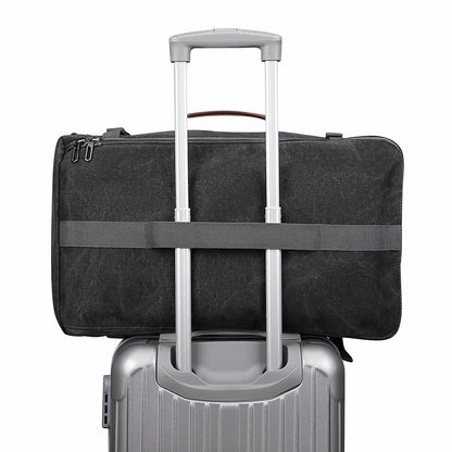 vintage canvas travel backpack for men carry on bag #color_black