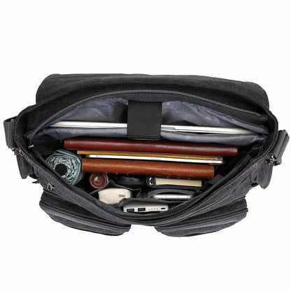 witzman vintage postman bag for men canvas for men black business messenger bags a8007 large #color_black