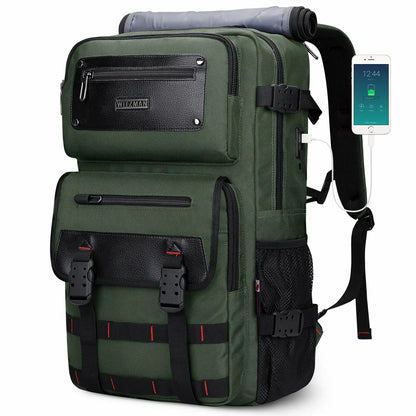 Carry On Travel Backpack for Men Nylon Bag 45L #color_green