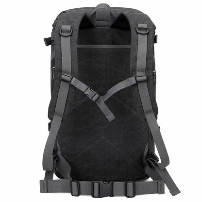 Vintage canvas travel backpack with shoe compartment and laptop sleeve – carry-on size a568-2 black