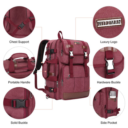 red canvas carry on travel backpacks | witzman a519-2 #color_red