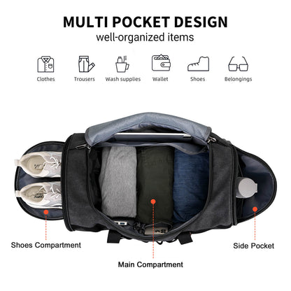 Black Canvas Large Travel Duffel Bags