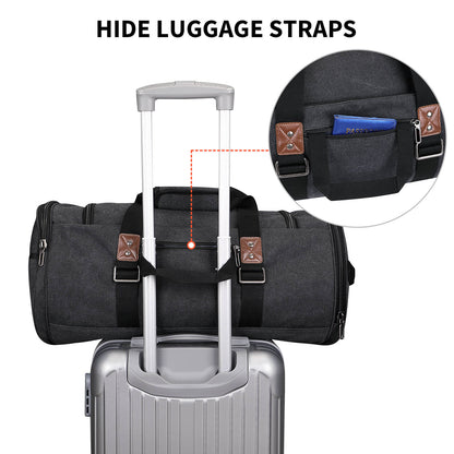 Black Canvas Large Travel Duffel Bags