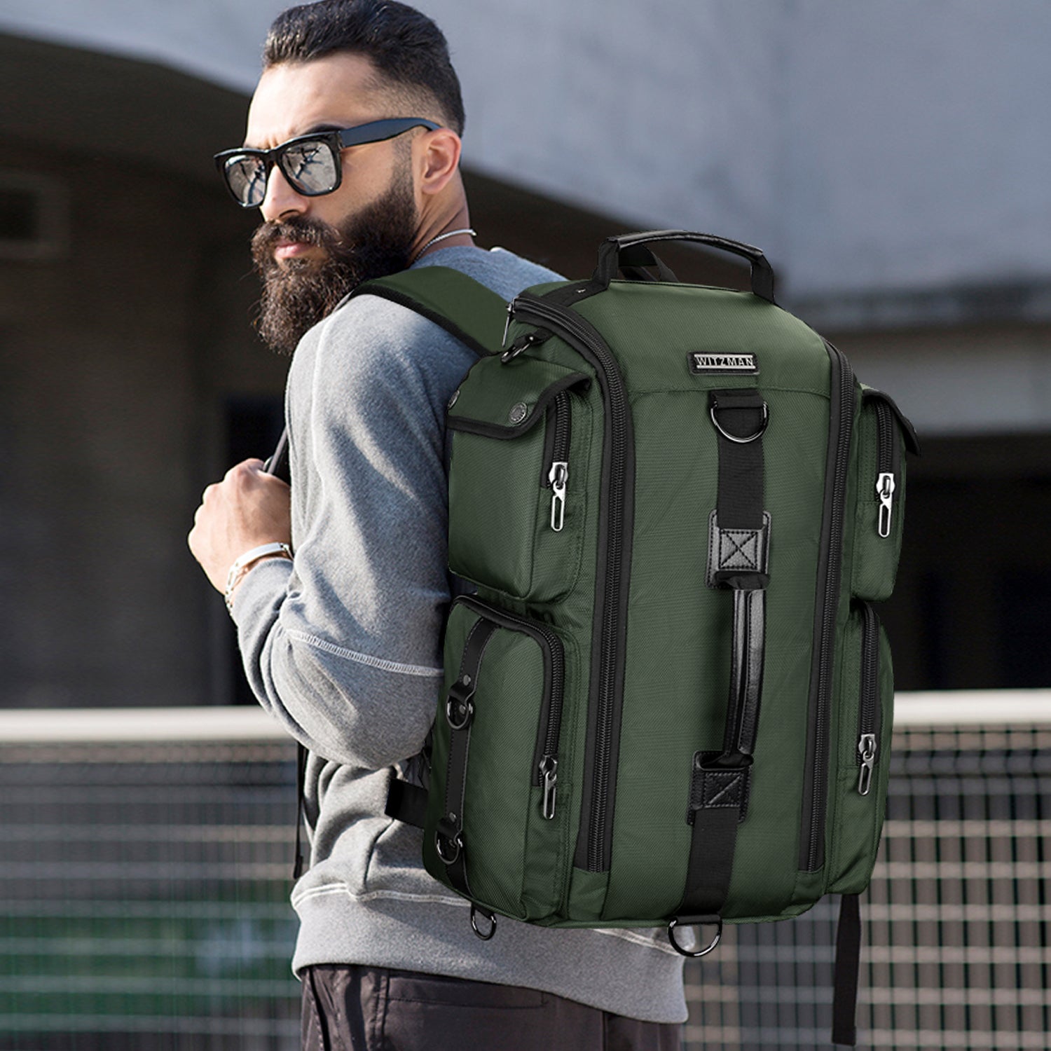 Army Green Nylon Backpack