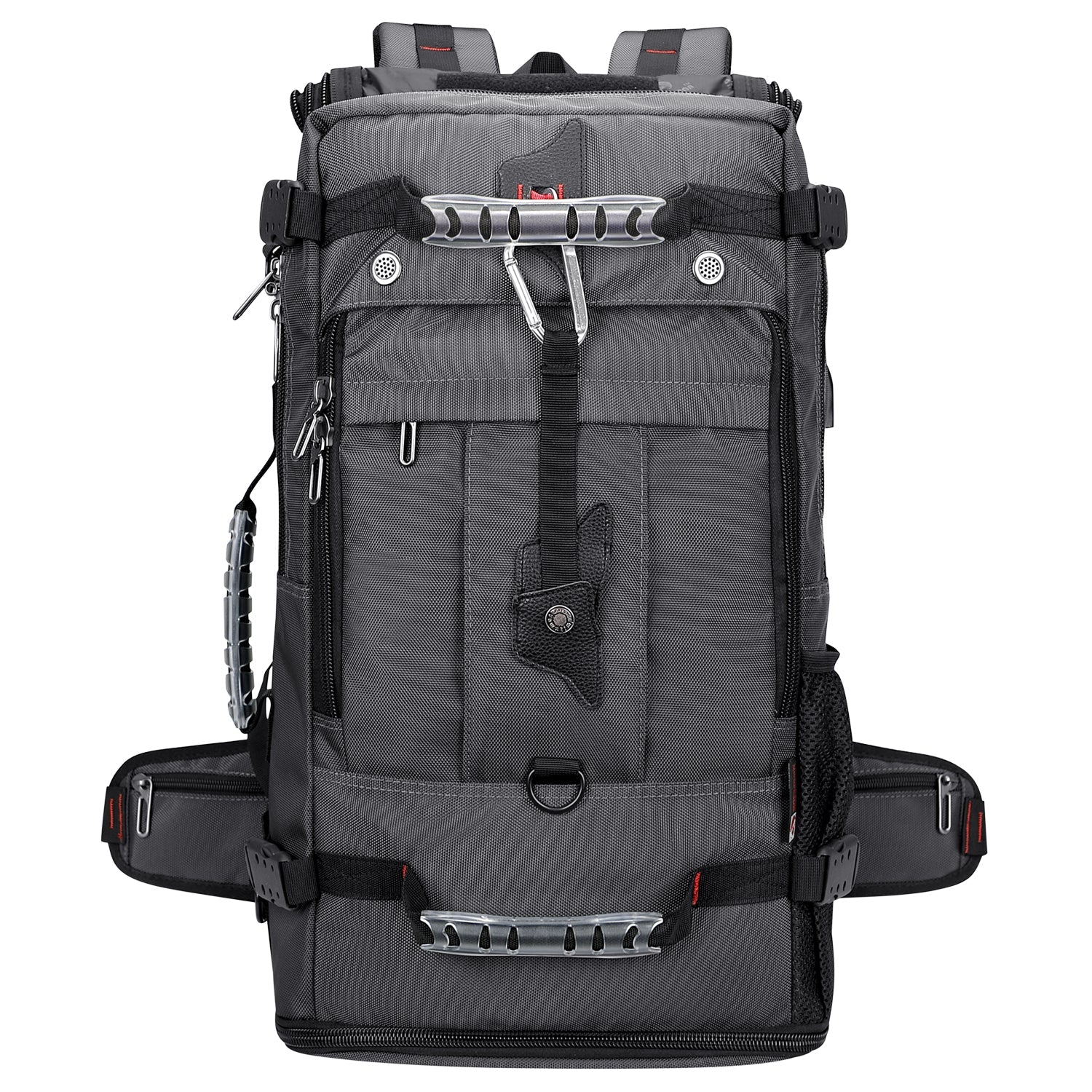 Silvery Grey Nylon Travel Backpack