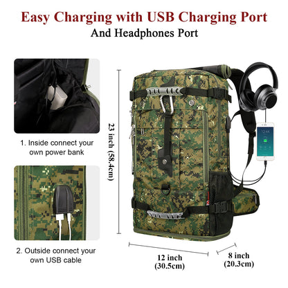 Camo Green Nylon Travel Backpack