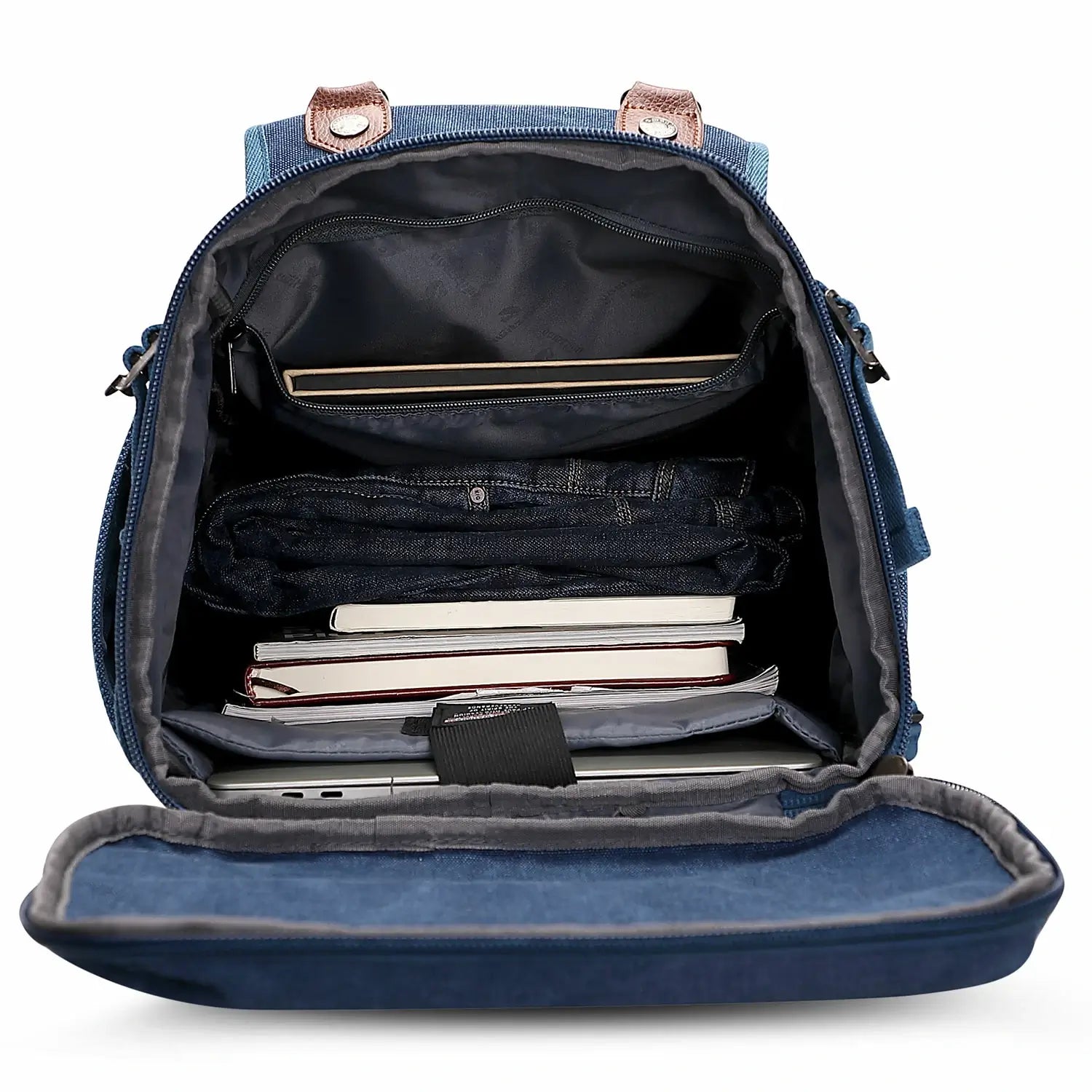 vintage Canvas Carry on Travel Backpack blue