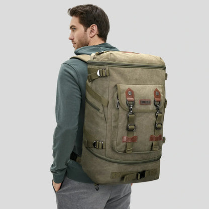 Vintage canvas travel backpack with shoe compartment and laptop sleeve – carry-on size a568-2 green