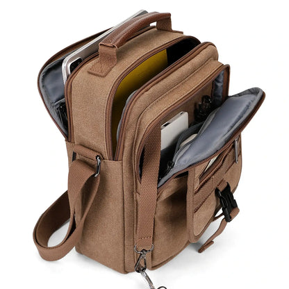 WITZMAN men’s canvas crossbody bag vintage sling messenger satchel with anti-theft pocket for travel and daily use